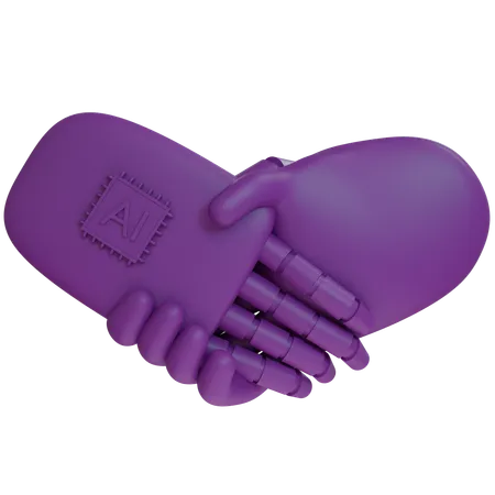 AI Hand Shake com mão humana  3D Icon