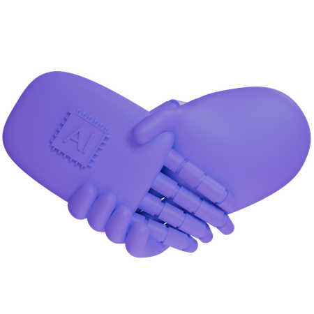 AI Hand Shake com mão humana  3D Icon