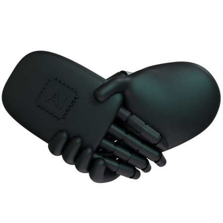 AI Hand Shake com mão humana  3D Icon