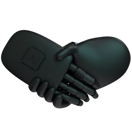 AI Hand Shake com mão humana  3D Icon