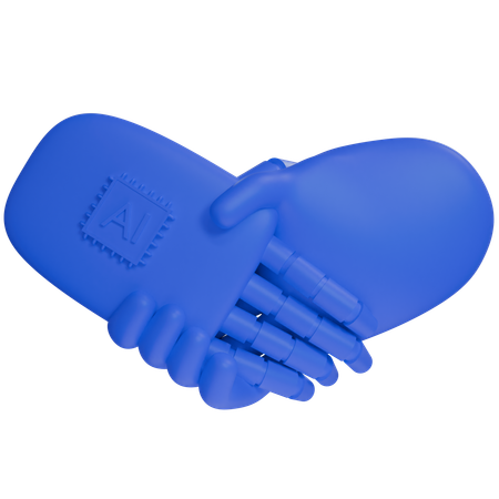 AI Hand Shake com mão humana  3D Icon