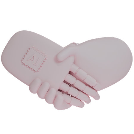 AI Hand Shake com mão humana  3D Icon