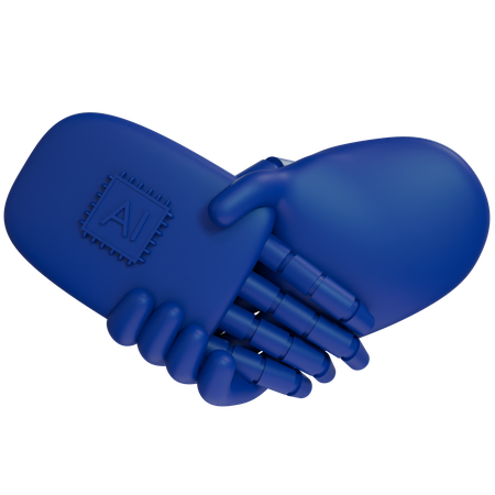 AI Hand Shake com mão humana  3D Icon