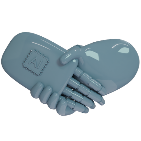 AI Hand Shake com mão humana  3D Icon