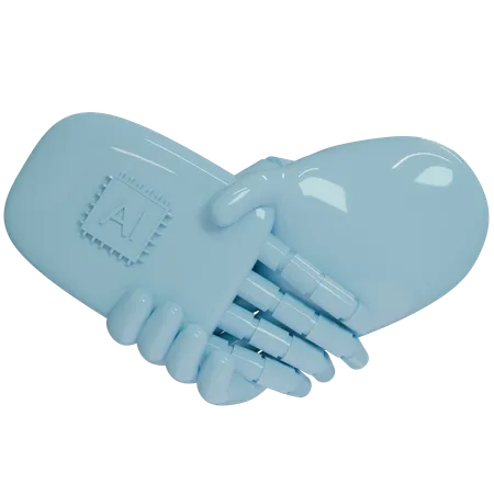 AI Hand Shake com mão humana  3D Icon