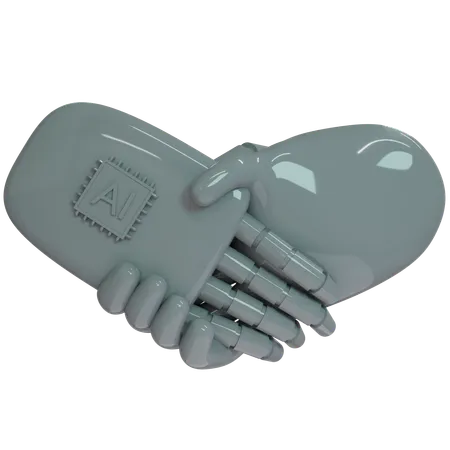 AI Hand Shake com mão humana  3D Icon