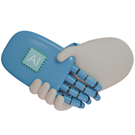 AI Hand Shake com humano  3D Icon