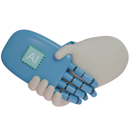 AI Hand Shake com humano  3D Icon