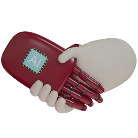 AI Hand Shake com humano  3D Icon