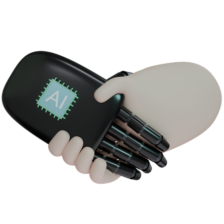 AI Hand Shake com humano  3D Icon