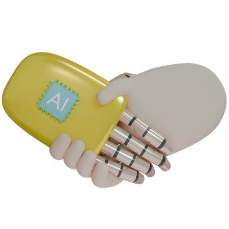 Robô dourado AI Hand Shake  3D Icon