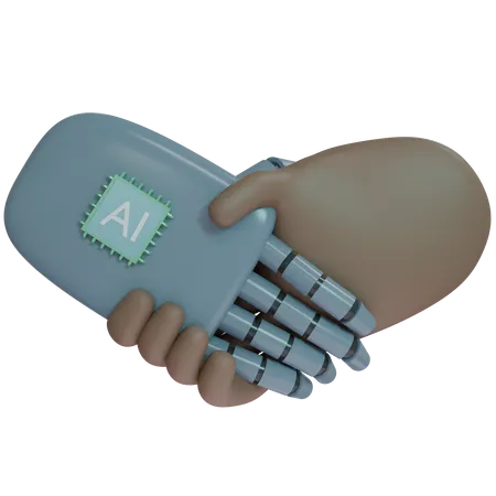 AI Hand Shake con mano humana  3D Icon