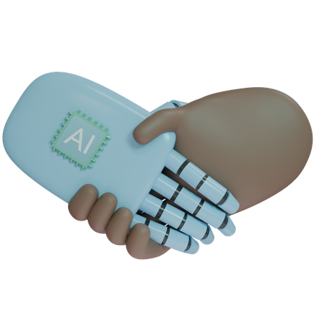 AI Hand Shake con mano humana  3D Icon