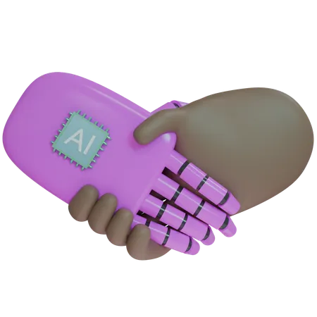 AI Hand Shake con mano humana  3D Icon