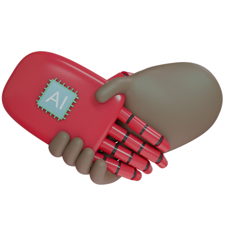 AI Hand Shake con mano humana  3D Icon