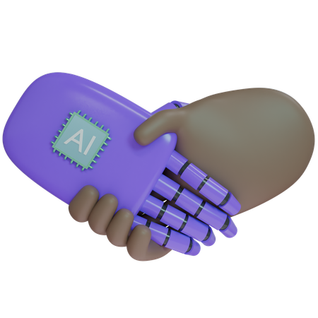 AI Hand Shake con mano humana  3D Icon