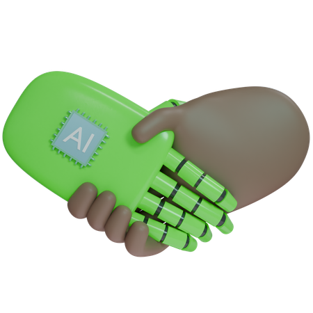 AI Hand Shake con mano humana  3D Icon