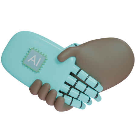 AI Hand Shake con mano humana  3D Icon