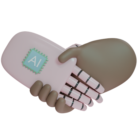 AI Hand Shake con mano humana  3D Icon