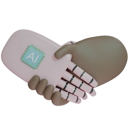 AI Hand Shake con mano humana  3D Icon