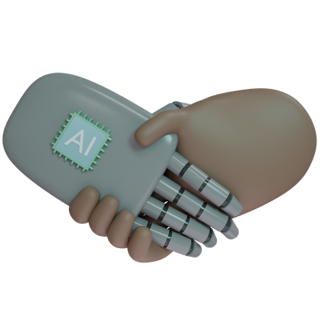 AI Hand Shake con mano humana  3D Icon