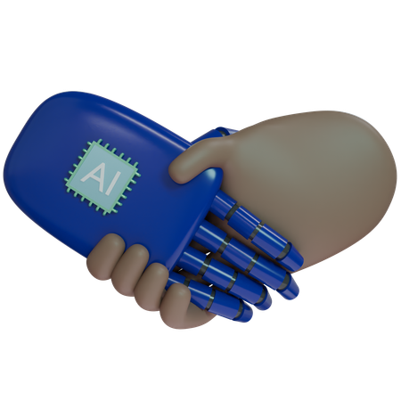 AI Hand Shake con mano humana  3D Icon