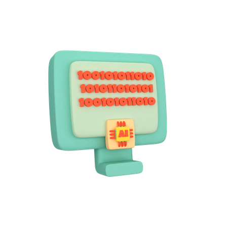 Ai Binary Code  3D Icon