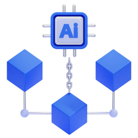 AI 블록체인  3D Icon