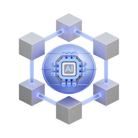 Ai Blockchain Technology  3D Icon