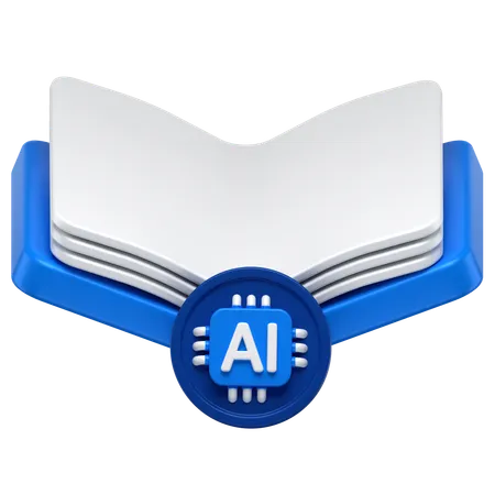 3 D Icon Of An Open Book With An Ai Chip Attached To It 3D Icon