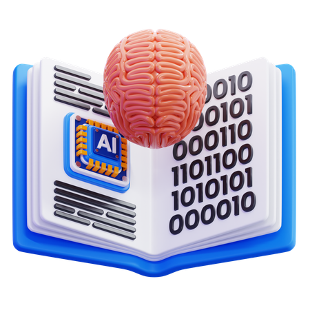 AI Book Learning  3D Icon