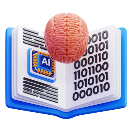 AI Book Learning  3D Icon
