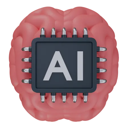 3 D Illustration Of Ai Brain With Chip Technology 3 D Elements Rendering It Can Be Used For Any Purpose 3D Icon