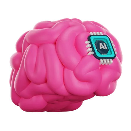3 D Human Brain Microchip Sensor Icon Isolated Ai Support And Artificial Intelligence Technology 3D Icon