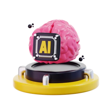 3 D Rendering Ai Brain Chip Illustration 3D Icon
