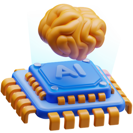 Ai Brain Chip  3D Icon