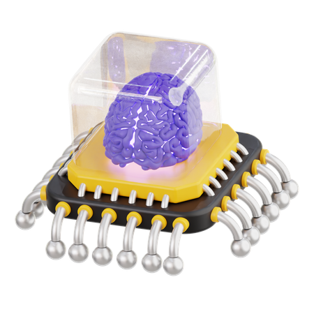 Ai Brain Chip  3D Icon