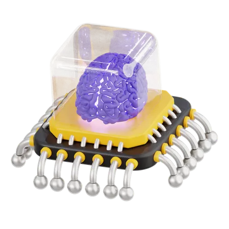 Ai Brain Chip  3D Icon