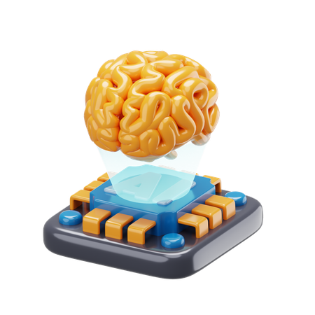 Ai Brain Chip  3D Icon