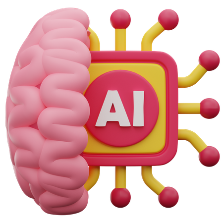 Ai Brain Chip  3D Icon