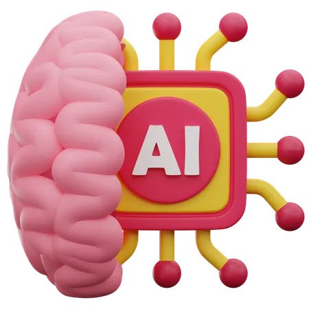 Ai Brain Chip  3D Icon