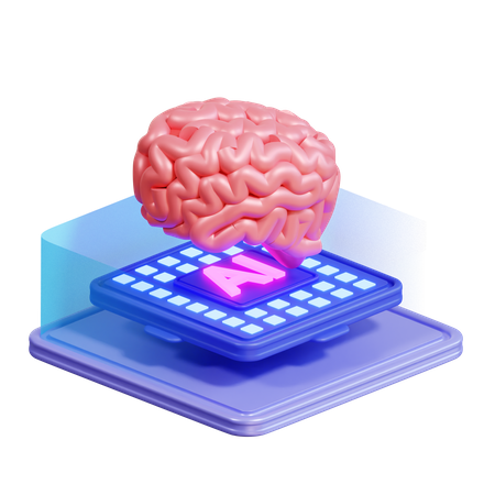 Ai Brain Chip  3D Icon