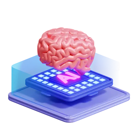 Ai Brain Chip  3D Icon