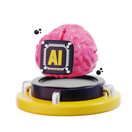 Ai Brain Chip  3D Icon