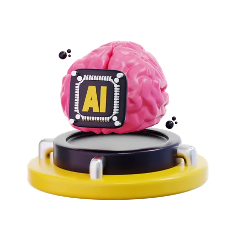 Ai Brain Chip  3D Icon