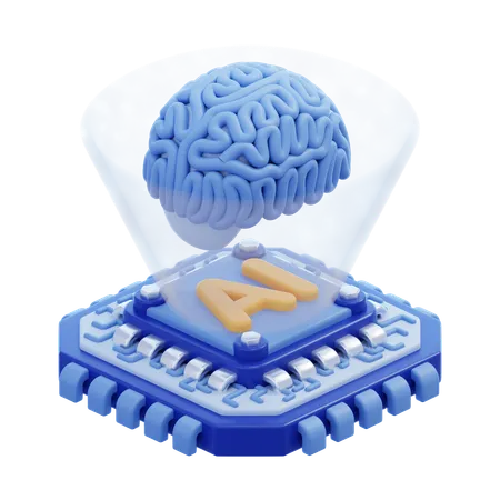 Ai Brain Chip  3D Icon