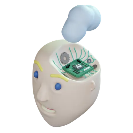 Ai Brain Chip  3D Icon