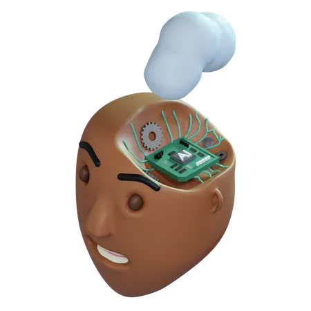 Ai Brain Chip  3D Icon