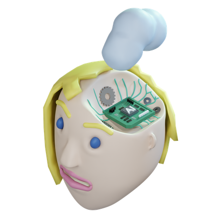 Ai Brain Chip  3D Icon