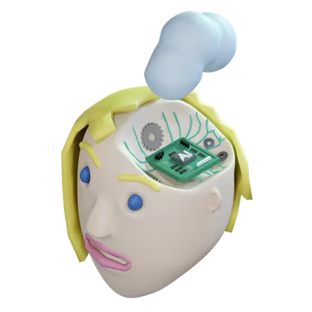 Ai Brain Chip  3D Icon